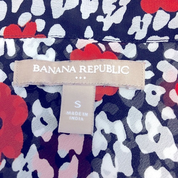 BANANA REPUBLIC Orange Floral Sheer Blouse Size S - Picture 7 of 7